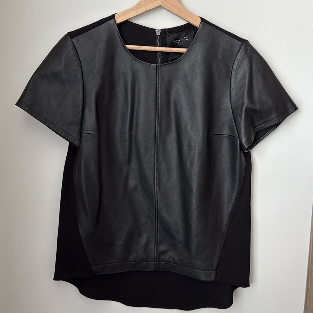 Neiman Marcus The Leather Collection Short Sleeve Top